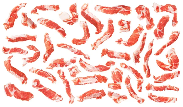 Set of pieces of meat isolated on a white background — Stock Photo, Image