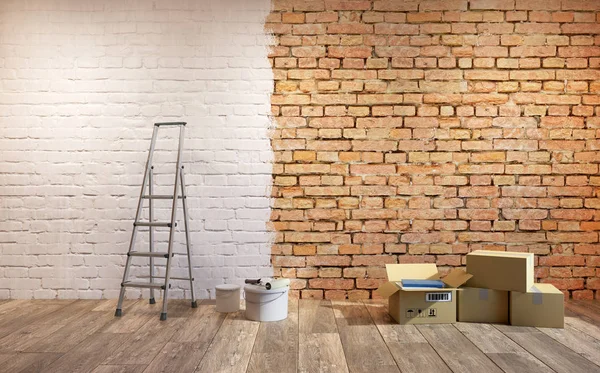 Schilderen brickwall in wit, 3d illustratie — Stockfoto