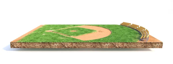 Koncepcja sportu. Baseball pole na kawałek ziemi izolacji na — Zdjęcie stockowe