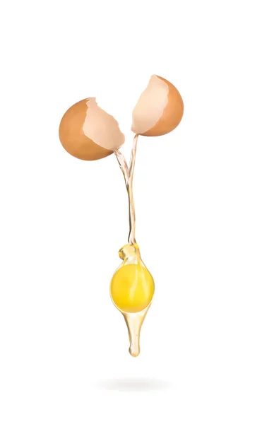Ilustração vetorial de ovos crus casca de gema de ovo batida — Vetor de Stock