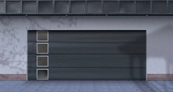 Garage dans la cour. Illustration vectorielle . — Image vectorielle