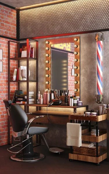 Barbershop Working Place Interior Illustration — Stock Photo, Image