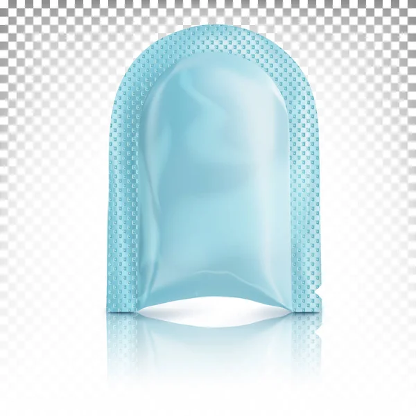 Blaues Mini Paket Beutel Tasche Für Creme Kosmetik Shampoo Gesichtsmasken — Stockvektor
