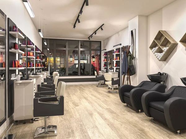 Interior Salon Penata Rambut Modern Ilustrasi — Stok Foto