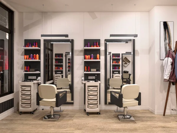 Interior Salon Penata Rambut Modern Ilustrasi — Stok Foto