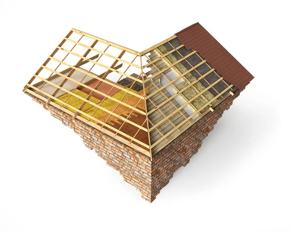 Roof Installing Layer Layer Piece Brickwall Illustration — Stock Photo, Image