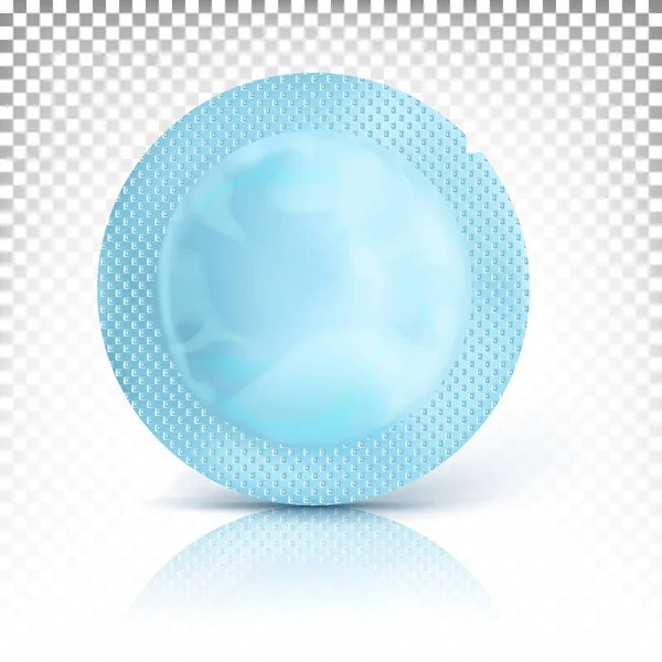 化粧品サンプル用のブルーラウンドモックアップ包装 白い透明な背景にベクトルイラストを分離 トップ表示 — ストックベクタ