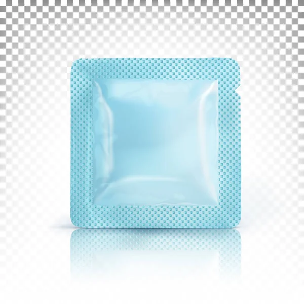 Mini Packaging Quadrato Campionatori Cosmetici Panna Salse Finto Colore Blu — Vettoriale Stock
