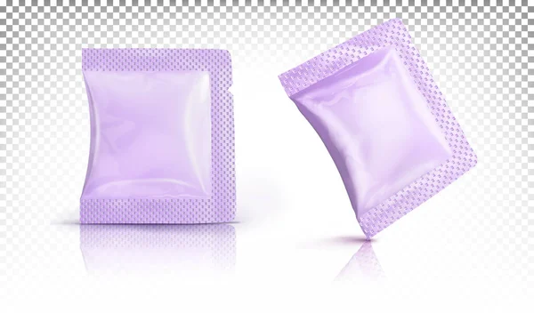 Saco Pequeno Roxo Saqueta Embalagem Isolada Sobre Fundo Transparente Mock — Vetor de Stock