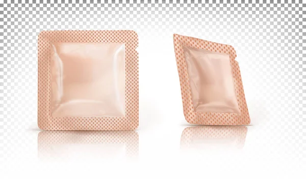 Cuadrado Beige Sobres Marrones Palo Embalaje Mini Paquete Para Cosméticos — Archivo Imágenes Vectoriales