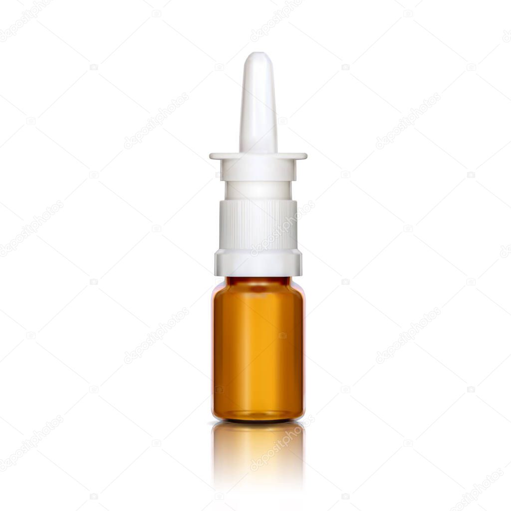 Mock up medical glass brown bottle. Vector illustration isolated on a white background.