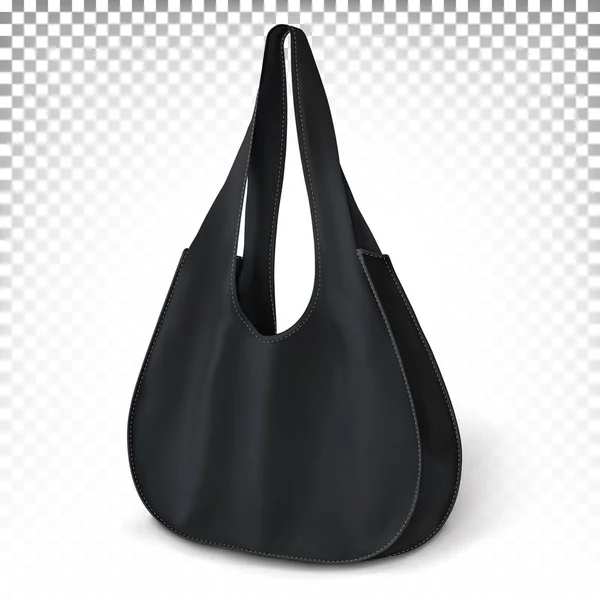Schwarze Tasche Steht Auf Der Oberfläche Öko Einkaufstasche Mock Vorlage — Stockvektor