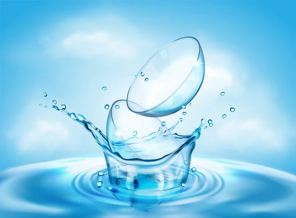 Medische Contactlenzen Een Plons Water Vectorillustratie — Stockvector