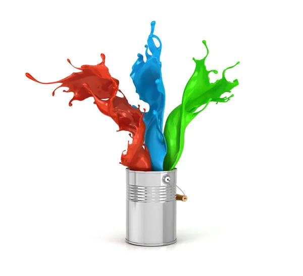 Set Color Splashes Paint Can Illustration — Stock Photo, Image