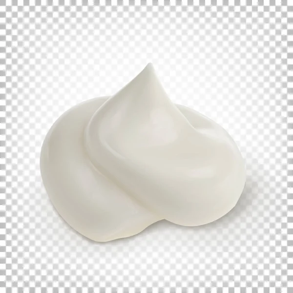 Crema Salsa Mayonesa Espuma Aislada Sobre Fondo Blanco Vector Ilustración — Vector de stock