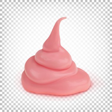 Beyaz şeffaf bir arkaplanda izole edilmiş pembe krema sosu. Vektör çizimi. Tatlı için dekoratif öğe.