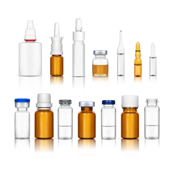 Ampoules Flacons Médicaux Sur Fond Blanc — Image vectorielle