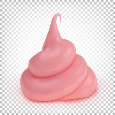 Tatlı pembe krema, krem şanti, sos. Tatlı. Beyaz arkaplanda izole edilmiş vektör illüstrasyonu.