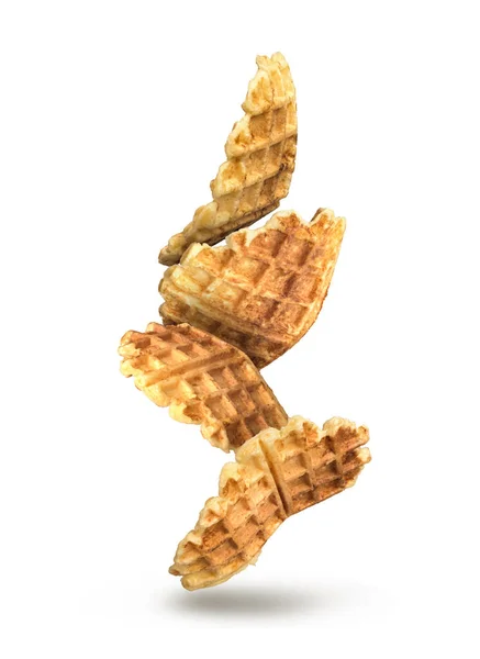 Reihe Herabfallender Süßer Waffeln Isoliert — Stockfoto