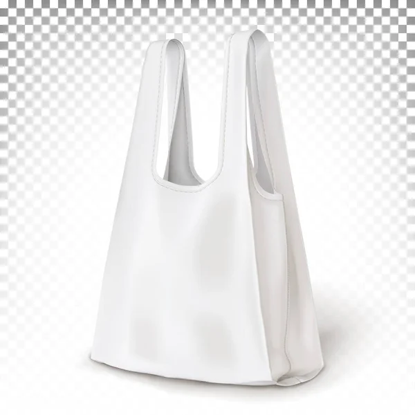 Beyaz Eko Çanta Alışveriş Çantası Çuval Beyaz Arkaplanda Boyutlu Vektör — Stok Vektör