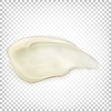 Beyaz krema, tatlı, beyaz çikolata, kozmetik ürünler. Vektör illüstrasyonu beyaz şeffaf bir arkaplanda izole edildi.