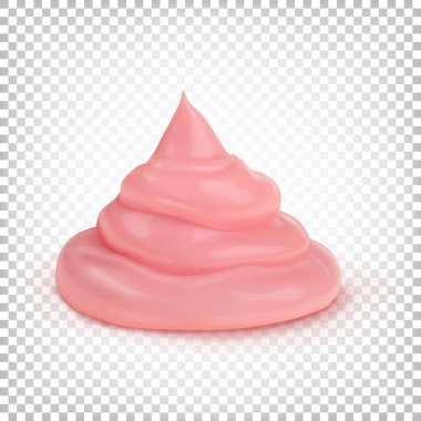 Şeffaf arkaplanda pembe krema sosu izole edilmiş. 3d vektör illüstrasyonu.