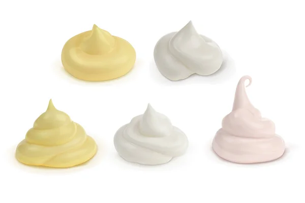 Crème Différentes Formes Différentes Couleurs Isolées Sur Fond Blanc Lot — Image vectorielle