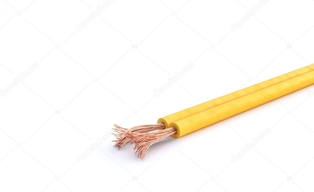 Cable structure. Piece of cable on a white background