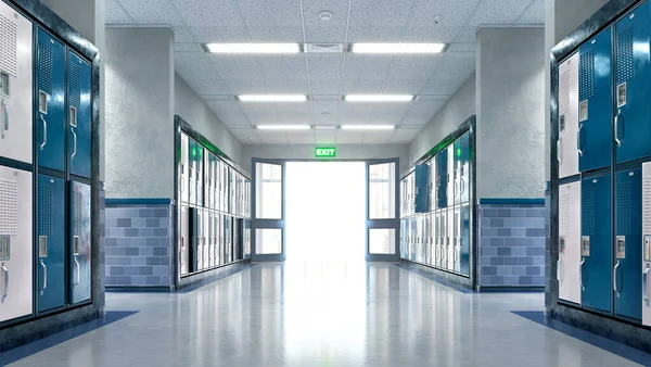 School Corridor Exit Door Illustration — Stock Photo, Image