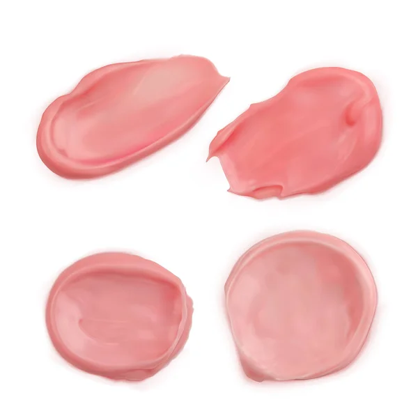 Las Manchas Crema Rosa Cosméticos Postre Vista Superior Sobre Fondo — Archivo Imágenes Vectoriales
