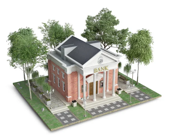 Bankgebäude Klassischen Stil Auf Einem Grundstück Illustration — Stockfoto