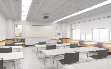 Okul içi konferans salonu. 3d illüstrasyon