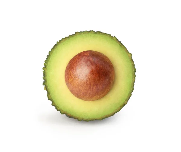 Gesneden Avocado Met Steen Een Witte Achtergrond — Stockfoto