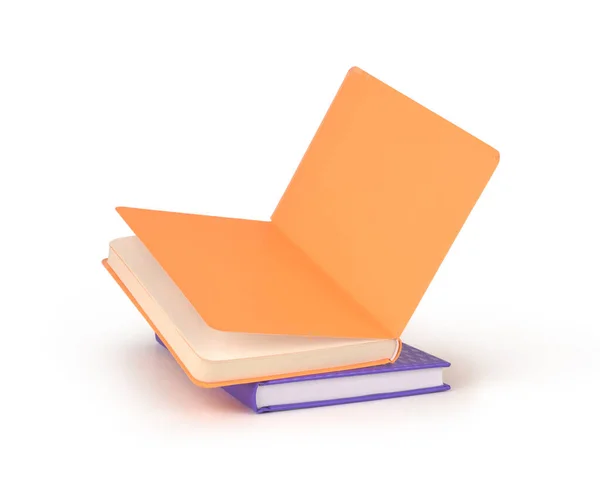 Twee Kleurenboeken Stapel Geïsoleerd Wit — Stockfoto