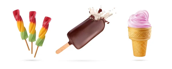 화려하게 얼어붙은 초콜릿 아이스크림 그래픽 — 스톡 벡터