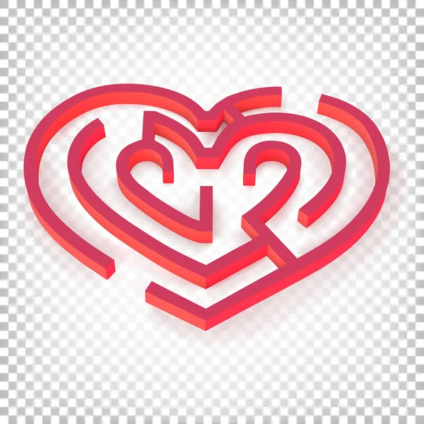 Heart Shaped Maze Puzzle Game Vector Illustration Isolated White Transparent — Stock Vector