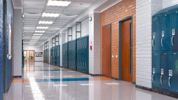 School Corridor Lockers Illustration — Stock Photo, Image