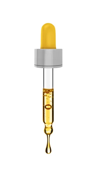 Drop Dripping Cosmetic Pipette Isolated White Background — Stock Photo, Image