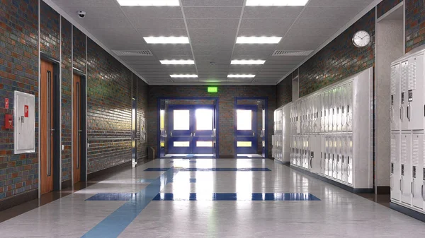 School Corridor Exit Door Illustration — Stock Photo, Image