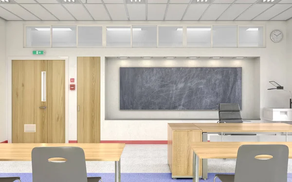 Modern classroom . High school. 3d illustration