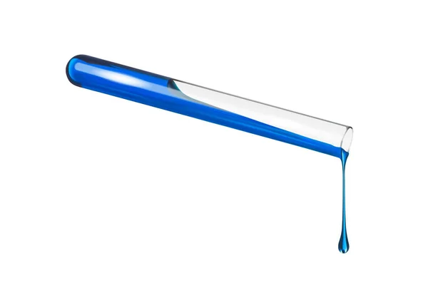Tubo Ensayo Con Goteo Líquido Azul Sobre Fondo Blanco Vector — Archivo Imágenes Vectoriales