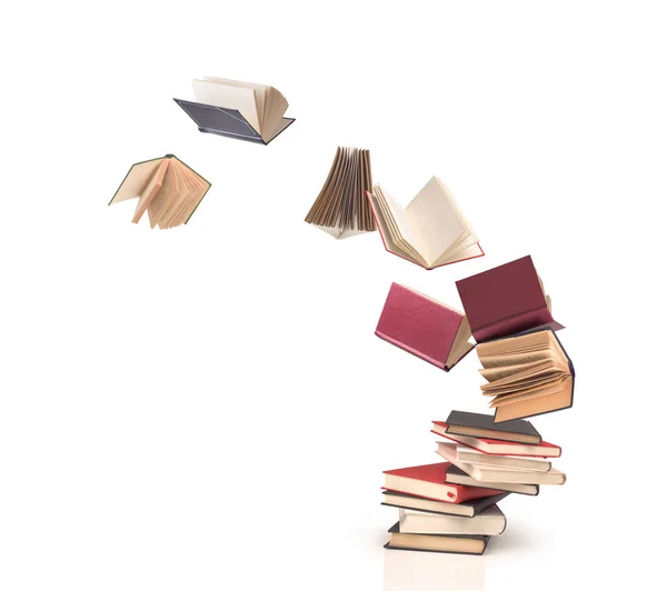 Volar Libros Abiertos Fuera Pila Aislado — Foto de Stock