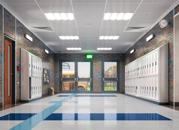 School Corridor Exit Door Illustration — Stock Photo, Image