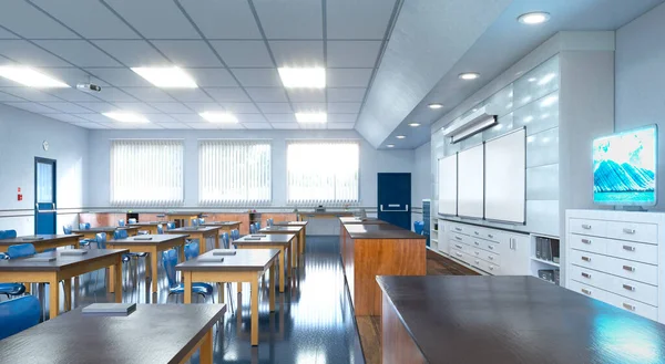 Lisede sınıf içi. 3d illüstrasyon