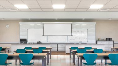 Lisede sınıf içi. 3d illüstrasyon