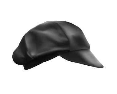 Bir aşçı, barmen ve işçi için siyah şapka. Damgalamak için form alın. Modelleme. Vektör illüstrasyonu.