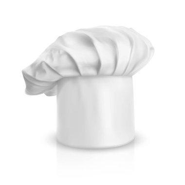 Şefe beyaz şapka. Markalaşma için maket. Vektör illüstrasyonu.