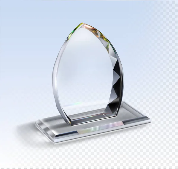 Glas Award Met Highlights Transparante Achtergrond Vector Illustratie — Stockvector