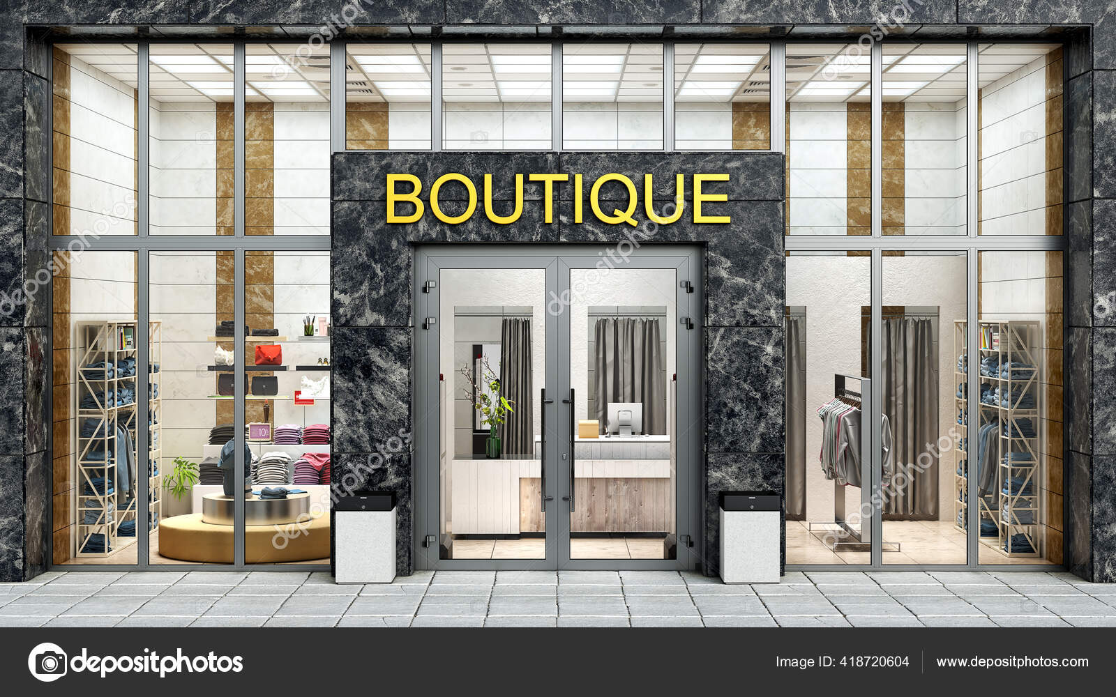 Modern Boutique Facade Large Showcase Illustration Stock Photo By modern-boutique-facade-large-showcase-illustration-stock-photo-by