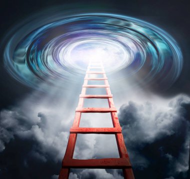 Gökyüzü klasik tarzına giden merdiven